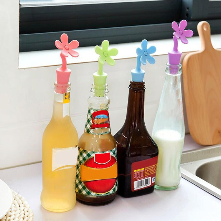 5 peças de rolha de silicone para vinho, rolha para cerveja em forma de flor, 5 peças em forma de flor (verde), 5 peças em forma de flor (roxo), 5 peças em forma de flor (vermelho), 5 peças em forma de flor (azul)