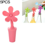 5 peças de rolha de silicone para vinho, rolha para cerveja em forma de flor, 5 peças em forma de flor (verde), 5 peças em forma de flor (roxo), 5 peças em forma de flor (vermelho), 5 peças em forma de flor (azul)