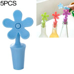5 peças de rolha de silicone para vinho, rolha para cerveja em forma de flor, 5 peças em forma de flor (verde), 5 peças em forma de flor (roxo), 5 peças em forma de flor (vermelho), 5 peças em forma de flor (azul)