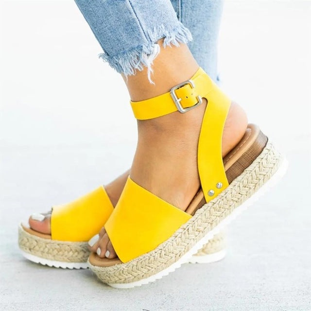 Sandálias de Plataforma Femininas com Fivela de Um Botão, 35, 36, 37, 38, 39, 40, 41, 42, 43, 44