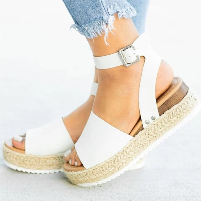 Sandálias de Plataforma Femininas com Fivela de Um Botão, 35, 36, 37, 38, 39, 40, 41, 42, 43, 44