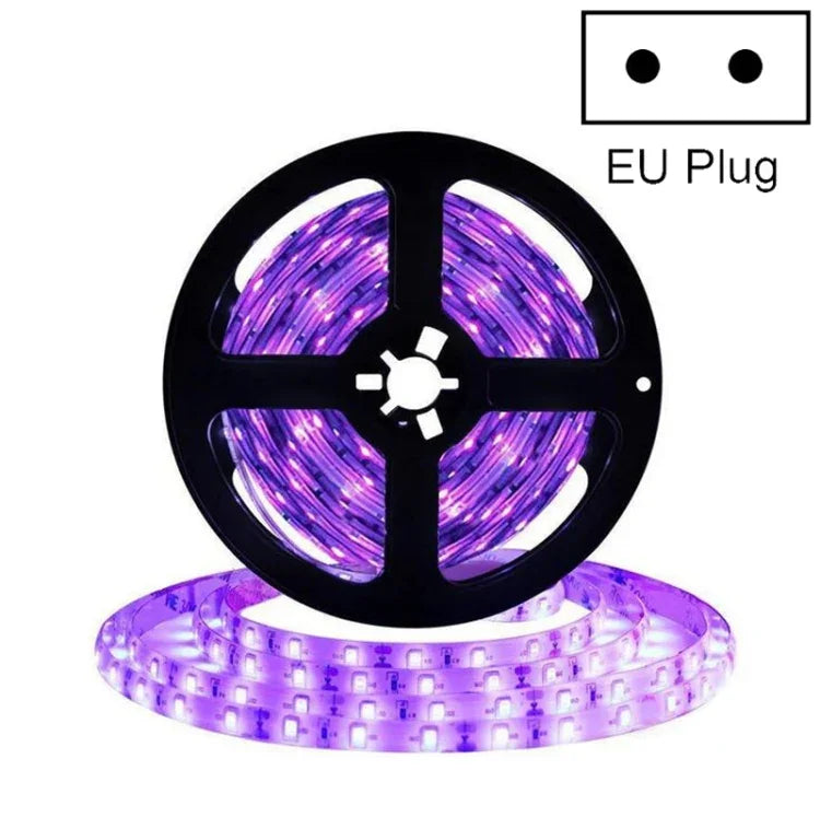 Tira de Luz LED UV Roxa 2835 SMD, Luz Decorativa, Tira Impermeável 5m, Tira Impermeável 10m, Placa Nua 5m, Placa Nua 10m