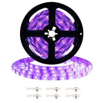 Tira de Luz LED UV Roxa 2835 SMD, Luz Decorativa, Tira Impermeável 5m, Tira Impermeável 10m, Placa Nua 5m, Placa Nua 10m