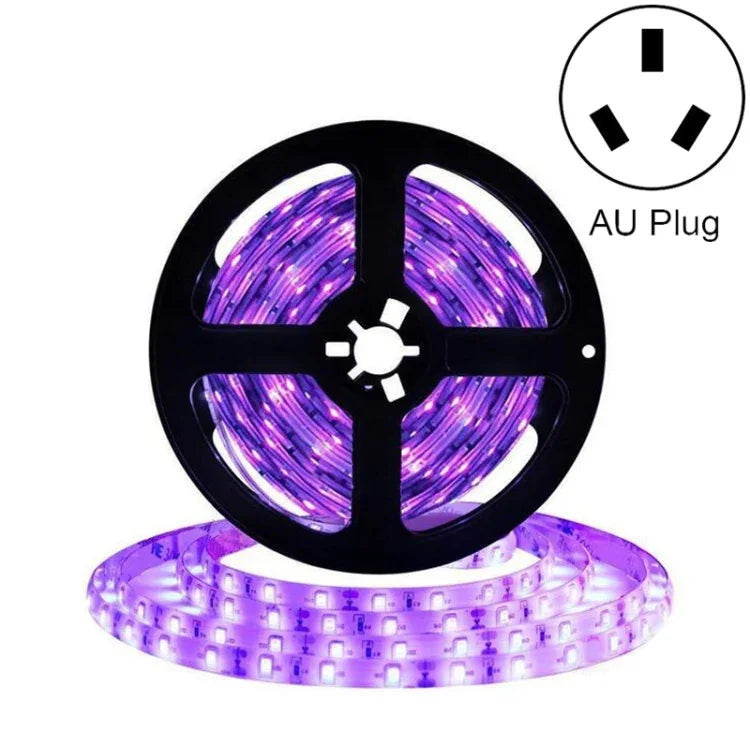 Tira de Luz LED UV Roxa 2835 SMD, Luz Decorativa, Tira Impermeável 5m, Tira Impermeável 10m, Placa Nua 5m, Placa Nua 10m