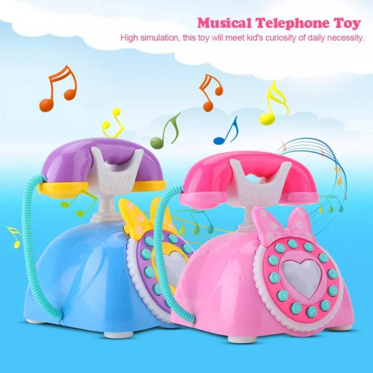 Brinquedo Musical Educativo Infantil com Telefone Retro Simulado, Luz e Música, Puzzle de Educação Precoce