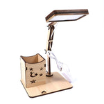 Lâmpada de Secretária de Mesa com Suporte para Canetas USB de Toque Multifuncional em Madeira, Lâmpada de Leitura para Estudantes com Carregamento USB, Proteção Ocular LED, Lâmpada de Mesa, Plug USB sem Bateria, Bateria Incorporada com Carregamento USB