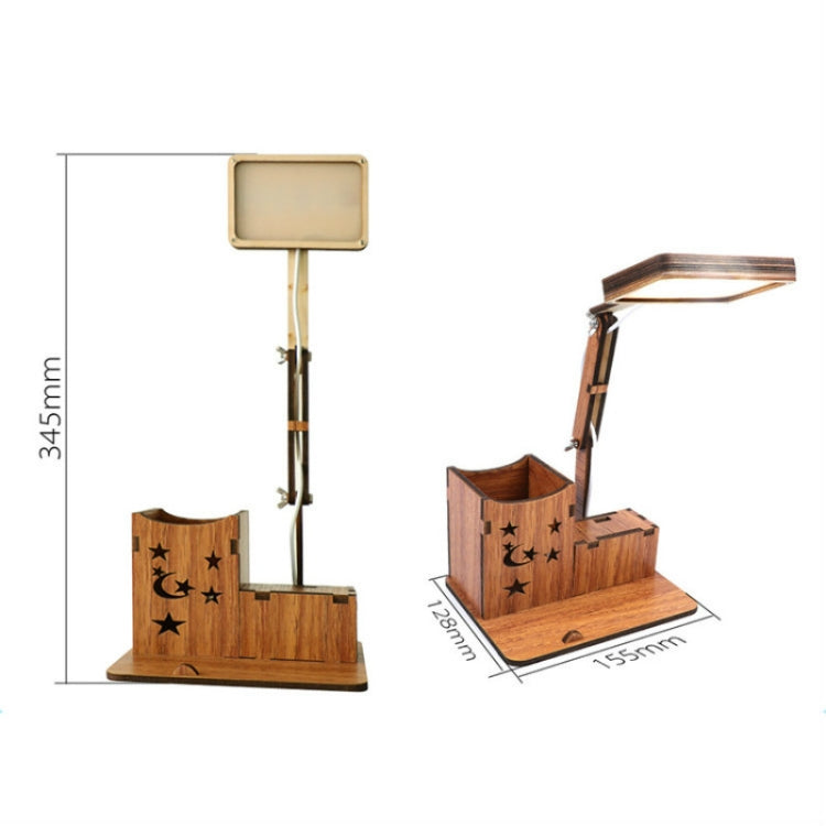Lâmpada de Secretária de Mesa com Suporte para Canetas USB de Toque Multifuncional em Madeira, Lâmpada de Leitura para Estudantes com Carregamento USB, Proteção Ocular LED, Lâmpada de Mesa, Plug USB sem Bateria, Bateria Incorporada com Carregamento USB