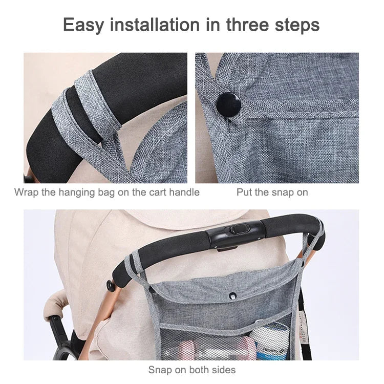 Saco de Rede para Carrinho de Bebé Saco de Armazenamento Universal para Cuidados de Bebé