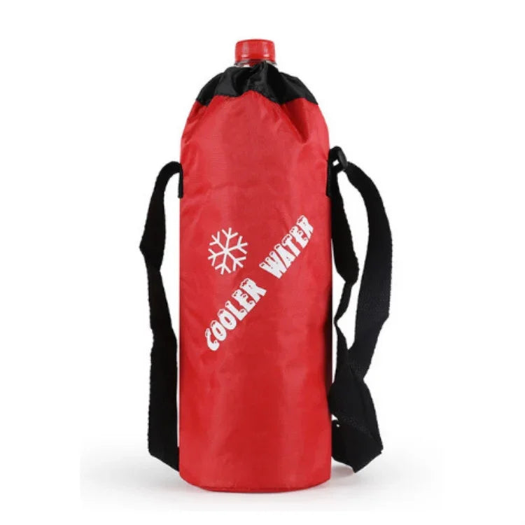 Saco de Gelo Cilíndrico em Tecido Oxford Portátil Dobrável para Bebidas Saco de Almoço, Cordão / Vermelho, Cordão / Azul
