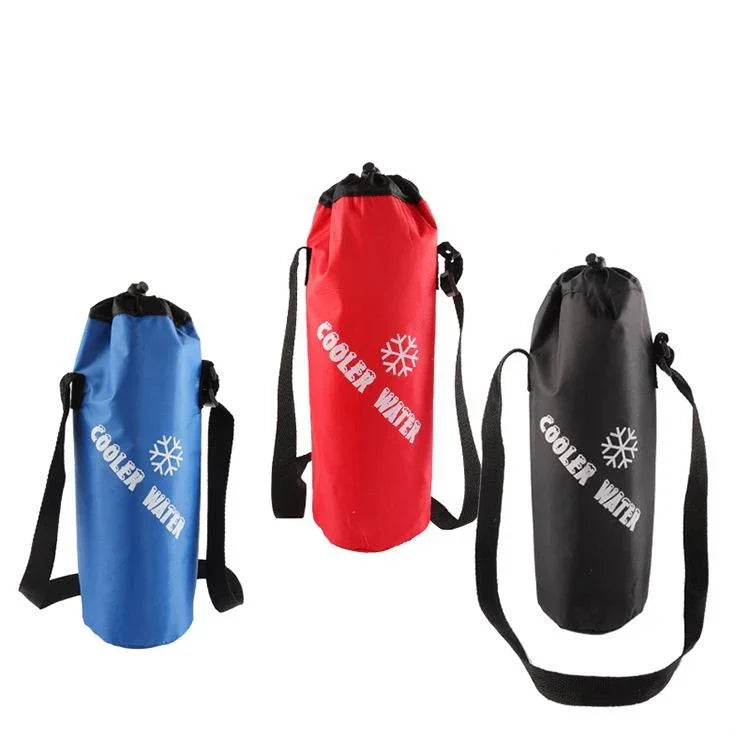 Saco de Gelo Cilíndrico em Tecido Oxford Portátil Dobrável para Bebidas Saco de Almoço, Cordão / Vermelho, Cordão / Azul