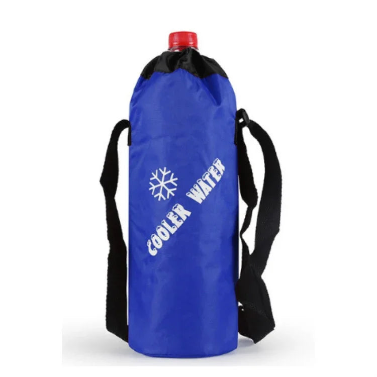 Saco de Gelo Cilíndrico em Tecido Oxford Portátil Dobrável para Bebidas Saco de Almoço, Cordão / Vermelho, Cordão / Azul