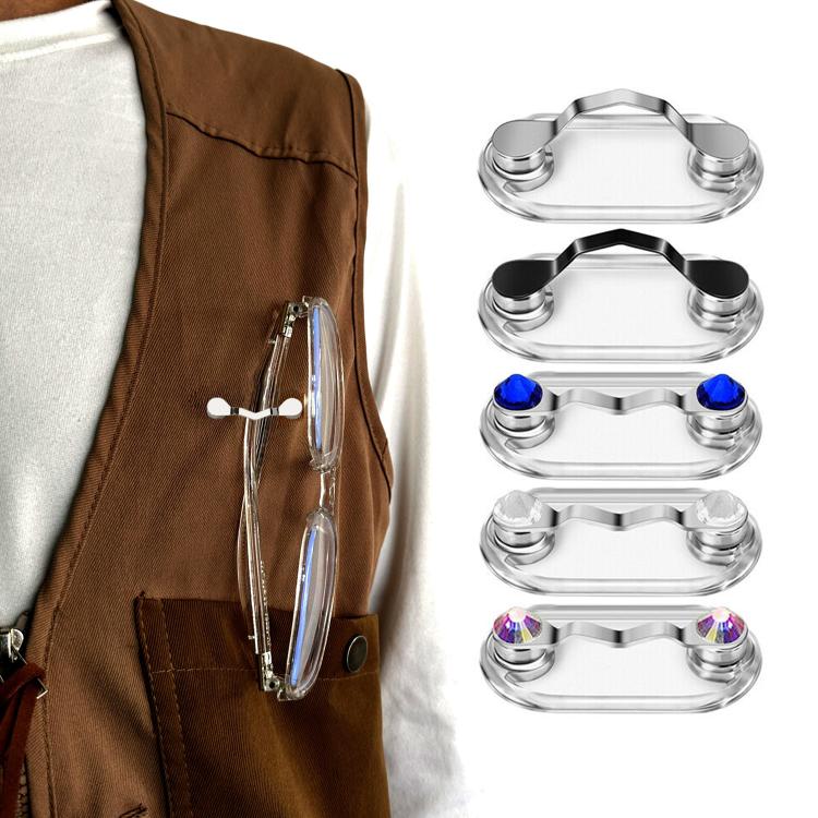 Suporte Magnético para Óculos Broche Magnético Placa de Número Clipe para Óculos de Auscultador, Preto, Prateado, Diamante Branco, Diamante Colorido