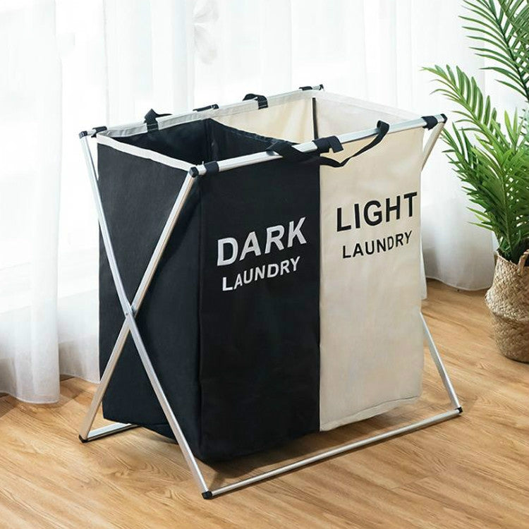 Cesto de Roupa Dobrável em Tecido Impermeável com Compartimentos Acolchoados Oxford, Cesto de Roupa com 2 Divisórias Preto e Bege, 2 Divisórias Cinzento e Bege, 3 Divisórias