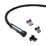 CC57 Cabo de Dados Magnético Rotativo 540 Graus para Carregamento Rápido, 1m + 8 Pin + Tipo-C/USB-C + Micro USB + Vermelho, 1m + Tipo-C/USB-C + Micro USB + Preto, 2m + Tipo-C/USB-C + Micro USB + Vermelho, 2m + Tipo-C/USB-C + Micro USB + Preto