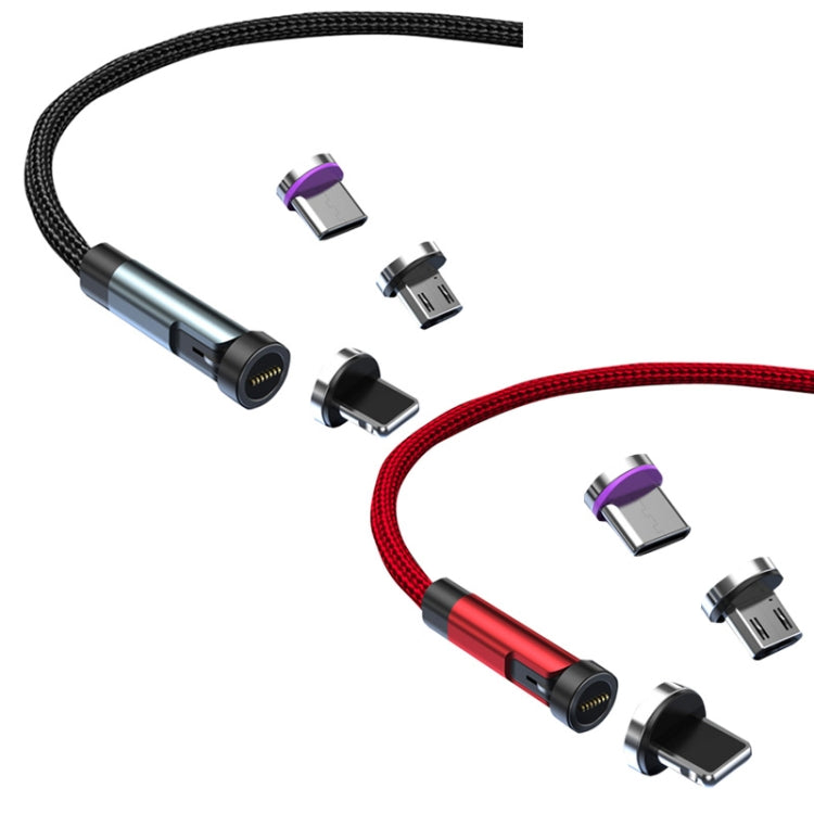 CC57 Cabo de Dados Magnético Rotativo 540 Graus para Carregamento Rápido, 1m + 8 Pin + Tipo-C/USB-C + Micro USB + Vermelho, 1m + Tipo-C/USB-C + Micro USB + Preto, 2m + Tipo-C/USB-C + Micro USB + Vermelho, 2m + Tipo-C/USB-C + Micro USB + Preto