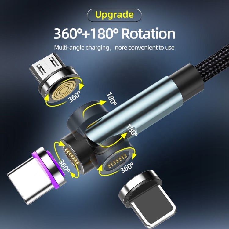 CC57 Cabo de Dados Magnético Rotativo 540 Graus para Carregamento Rápido, 1m + 8 Pin + Tipo-C/USB-C + Micro USB + Vermelho, 1m + Tipo-C/USB-C + Micro USB + Preto, 2m + Tipo-C/USB-C + Micro USB + Vermelho, 2m + Tipo-C/USB-C + Micro USB + Preto