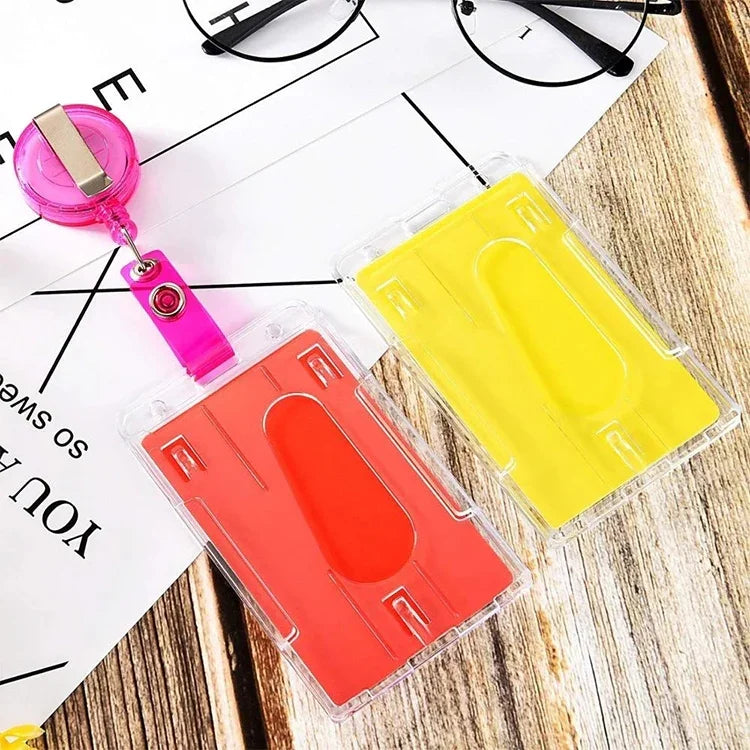 20 Unidades Porta-Cartão de Identificação em Plástico Rígido, Moldagem por Injeção Integrada, Porta-Cartão Transparente Dupla Face, Tipo Vertical PS