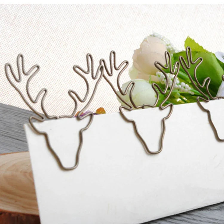 Conjunto de 8 Clips de Papel Criativos em Forma de Cabeça de Veado, Clips de Papel, Marcadores de Página, Clips em Forma de Cabeça de Veado