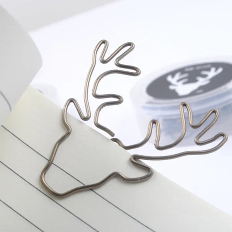 Conjunto de 8 Clips de Papel Criativos em Forma de Cabeça de Veado, Clips de Papel, Marcadores de Página, Clips em Forma de Cabeça de Veado