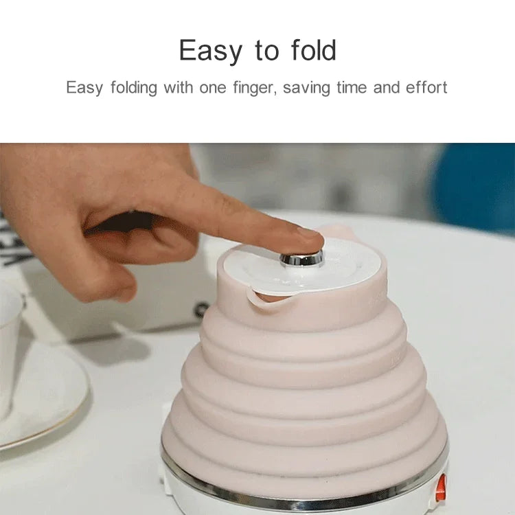 Chaleira elétrica portátil dobrável de silicone inteligente com temperatura constante para viagem e campismo, Plugue US, Plugue EU