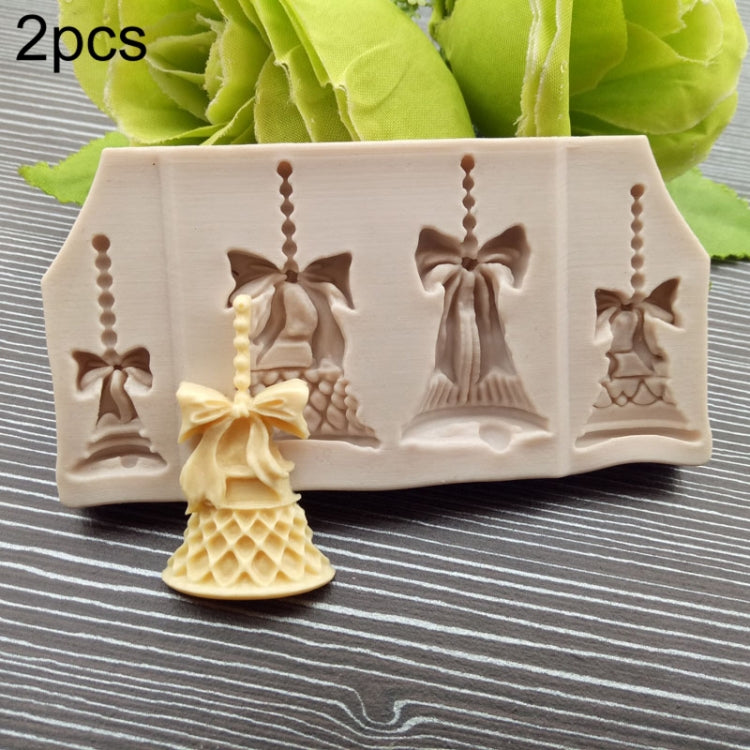 2 Peças de Moldes de Silicone para Decoração de Bolos, Doces e Biscoitos em Forma de Sinos de Natal, Moldes DIY para Fondant, Sinos de Natal