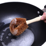 10 Unidades Escova de Palma de Coco Natural Antiaderente com Cabo Longo Escova para Panela Ferramenta de Limpeza de Cozinha, Escova de Palma de Coco