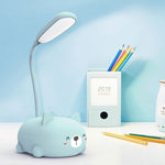 Lâmpada de Leitura LED com Proteção Ocular Design de Gato de Desenho Animado, Lâmpada de Secretária Recarregável USB, Azul, Branco, Verde, Rosa