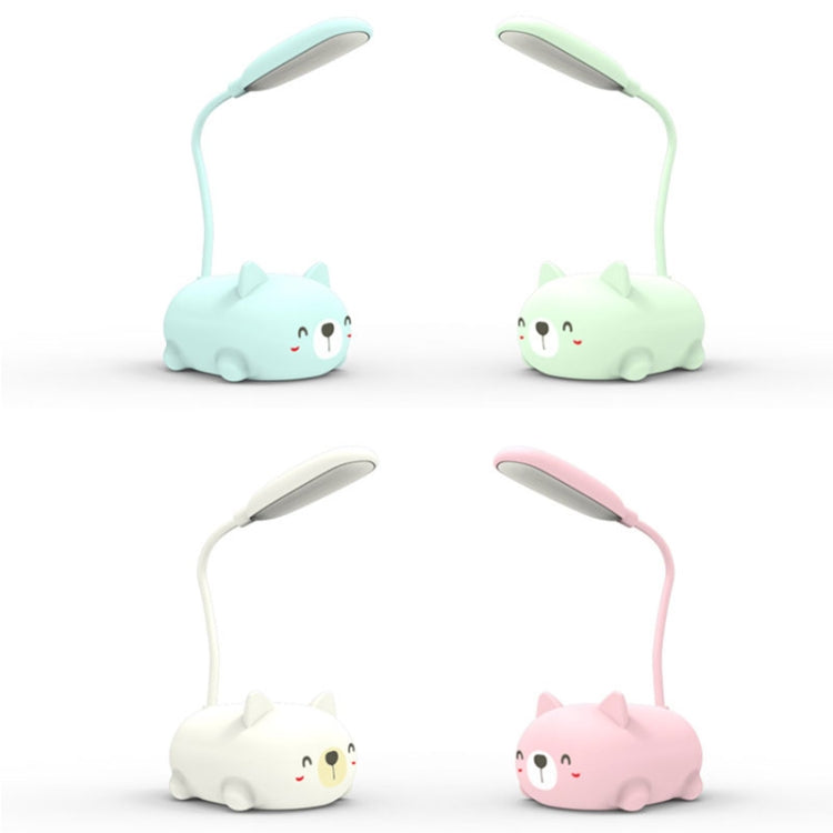 Lâmpada de Leitura LED com Proteção Ocular Design de Gato de Desenho Animado, Lâmpada de Secretária Recarregável USB, Azul, Branco, Verde, Rosa