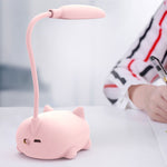 Lâmpada de Leitura LED com Proteção Ocular Design de Gato de Desenho Animado, Lâmpada de Secretária Recarregável USB, Azul, Branco, Verde, Rosa