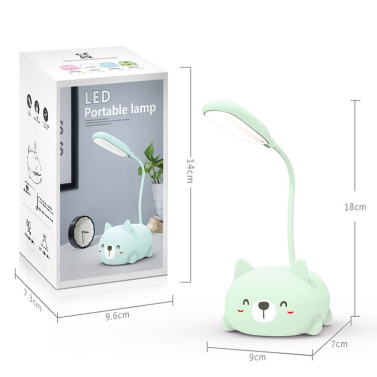 Lâmpada de Leitura LED com Proteção Ocular Design de Gato de Desenho Animado, Lâmpada de Secretária Recarregável USB, Azul, Branco, Verde, Rosa