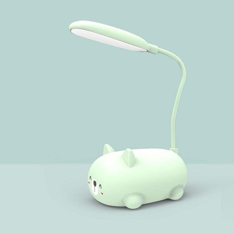 Lâmpada de Leitura LED com Proteção Ocular Design de Gato de Desenho Animado, Lâmpada de Secretária Recarregável USB, Azul, Branco, Verde, Rosa