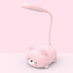 Lâmpada de Leitura LED com Proteção Ocular Design de Gato de Desenho Animado, Lâmpada de Secretária Recarregável USB, Azul, Branco, Verde, Rosa