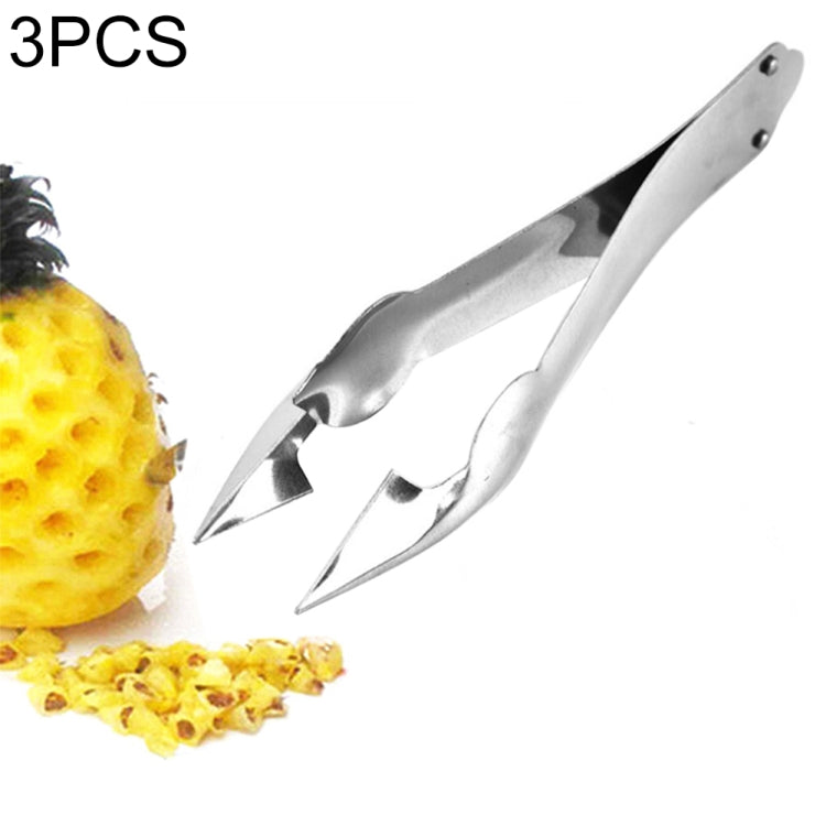 3 Peças de Aço Inoxidável com Ponta Antiderrapante Abridor de Abacaxi com Lâmina Aberta, 13,5×3,5cm Escavador de Olho de Fruta em Aço Infinito