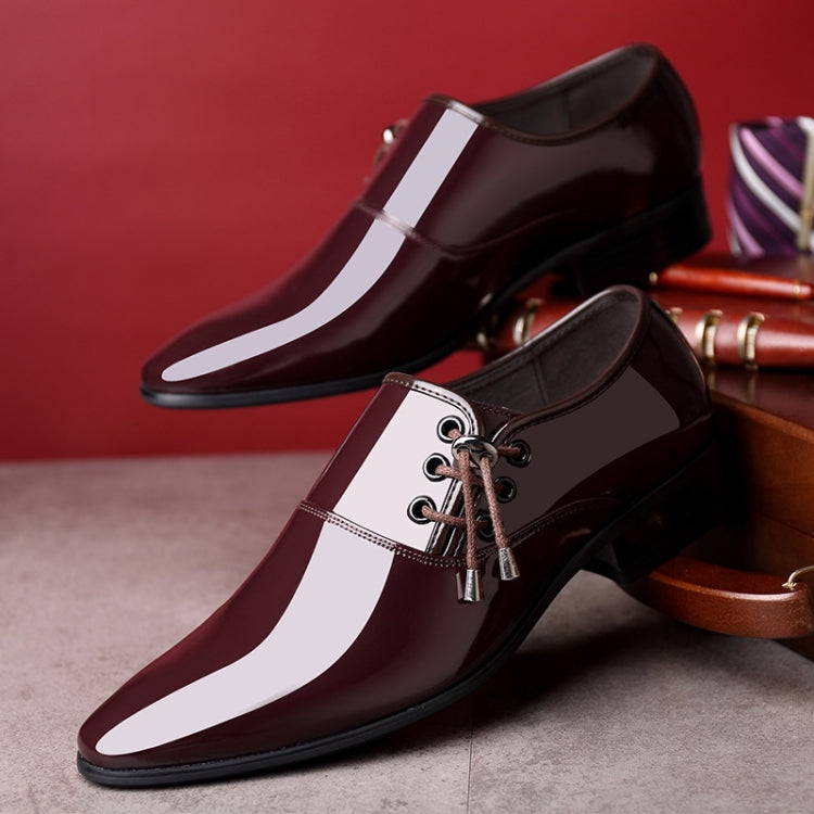 Sapatos de Couro Casuais Brilhantes para Homem, Ponta Apontada, Tamanhos 38 a 48