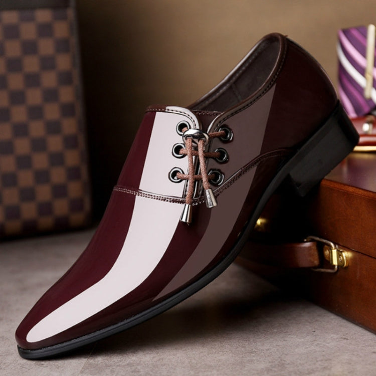 Sapatos de Couro Casuais Brilhantes para Homem, Ponta Apontada, Tamanhos 38 a 48
