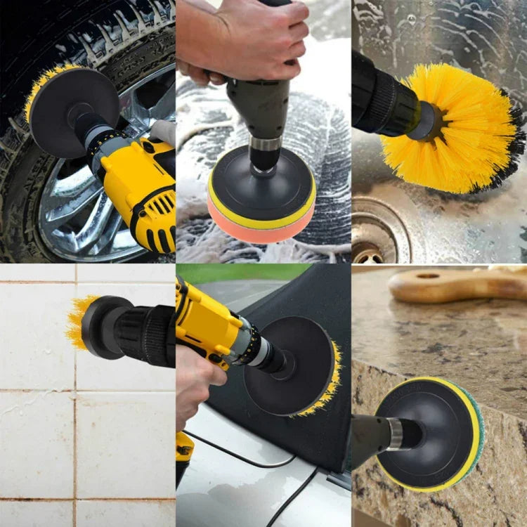 19 em 1 Kits de Almofadas de Escova Hexagonais de Nylon para Furadeira Eléctrica Doméstica, Disco de Lixar e Esfregar, 19 em 1