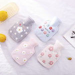 Cartoon Flowers Plush Hot Water Bottle Bag Injection Water Hand Warmer