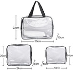 Bolsas PVC Transparentes à Prova de Água com Fecho para Viagem Portátil, Armazenamento de Maquilhagem, S, M, L, Conjunto de 3 Peças