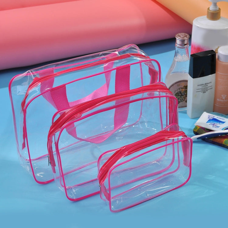 Bolsas PVC Transparentes à Prova de Água com Fecho para Viagem Portátil, Armazenamento de Maquilhagem, S, M, L, Conjunto de 3 Peças