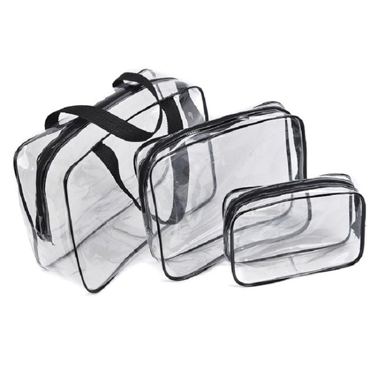 Bolsas PVC Transparentes à Prova de Água com Fecho para Viagem Portátil, Armazenamento de Maquilhagem, S, M, L, Conjunto de 3 Peças