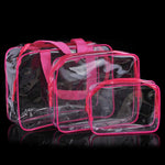 Bolsas PVC Transparentes à Prova de Água com Fecho para Viagem Portátil, Armazenamento de Maquilhagem, S, M, L, Conjunto de 3 Peças