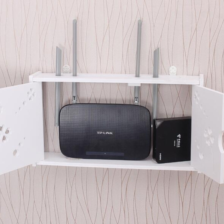 Caixa de Router Wifi Prateleira de Parede em PVC Suporte Suspenso Caixa de Armazenamento, 41x23x8.5cm