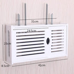 Caixa de Router Wifi Prateleira de Parede em PVC Suporte Suspenso Caixa de Armazenamento, 41x23x8.5cm