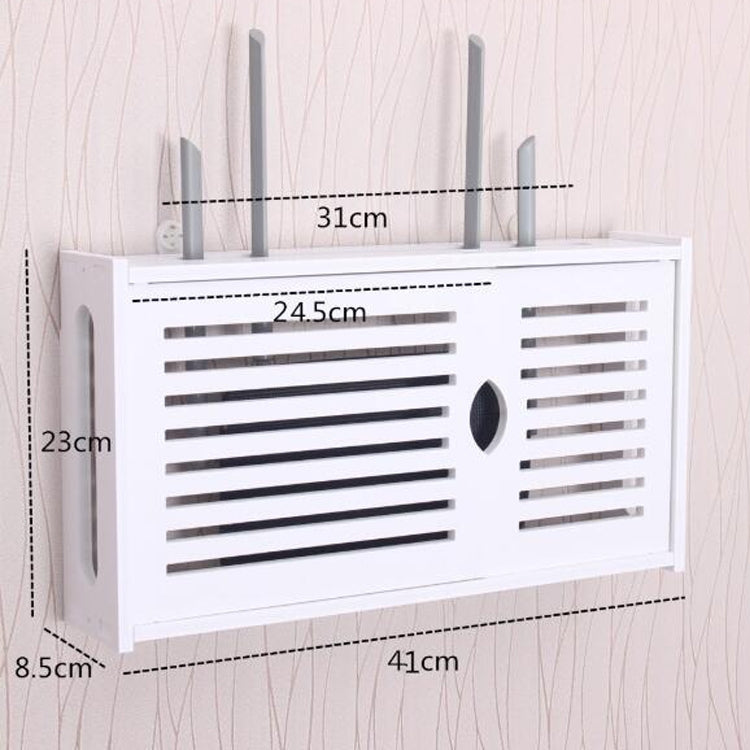 Caixa de Router Wifi Prateleira de Parede em PVC Suporte Suspenso Caixa de Armazenamento, 41x23x8.5cm