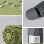 LY-0621 Guarda-Chuva Dobrável de Cinco Dobras com Oito Varetas, Cola Preta Simples, Protetor Solar, Oito Varetas Cúrcuma, Oito Varetas Rosa de Verão, Oito Varetas Azul Neblina, Oito Varetas Verde Matcha, Oito Varetas Azul Marinho, Oito Varetas Verde Tinta