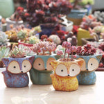 Vaso de Cerâmica para Plantas Suculentas, Vaso para Dedos, Vaso Fox para Flores, Cor Enviada Aleatoriamente (Sem Plantas), Vaso Fox para Flores
