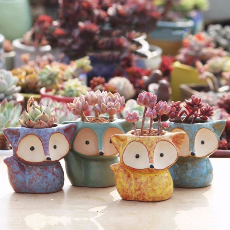 Vaso de Cerâmica para Plantas Suculentas, Vaso para Dedos, Vaso Fox para Flores, Cor Enviada Aleatoriamente (Sem Plantas), Vaso Fox para Flores