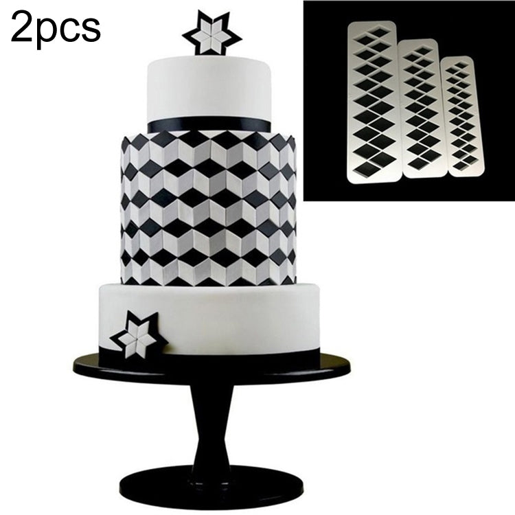 2 PCS Molde de Biscoito com Forma Geométrica em Relevo para Bolo de Chocolate, Ferramenta de Estampagem, Diamante de Quatro Lados, Quebra-Cabeças, Hexágono, Quadrado, Triângulo Regular, Triângulo Oblíquo