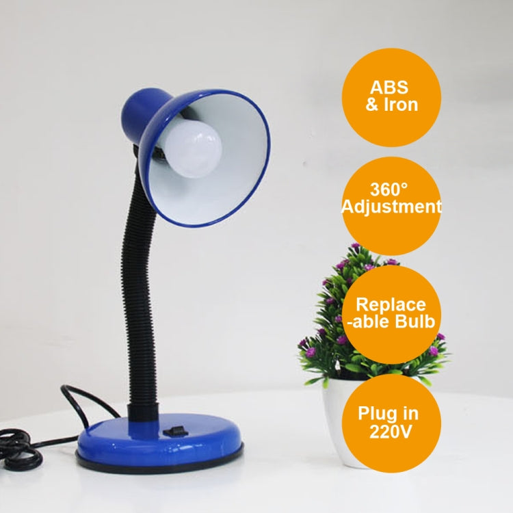 Lâmpada de Secretária Vintage de Ferro com LED, Interruptor de Botão, Luz de Leitura com Proteção Ocular