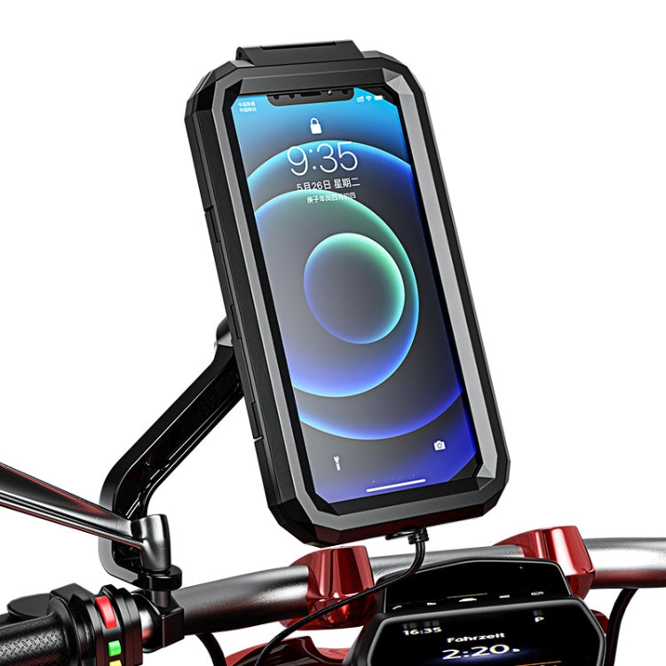 Suporte Impermeável para Telemóvel com Ecrã Tátil para Espelho Retrovisor de Bicicleta e Motociclo Kewig, Instalação de Espelho Retrovisor Pequeno e Grande